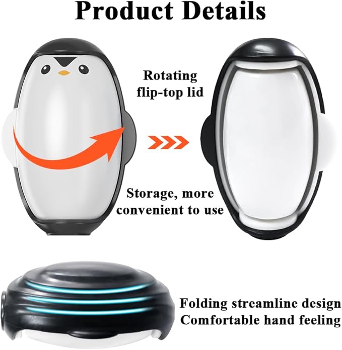2PCS Penguins Reusable Lint Roller Ball, Portable Mini Lint Remover Cat Pet Hair Rollers Home Travel Size Sticky Cleaner Dog Hair Remover for Clothes Washable Gel