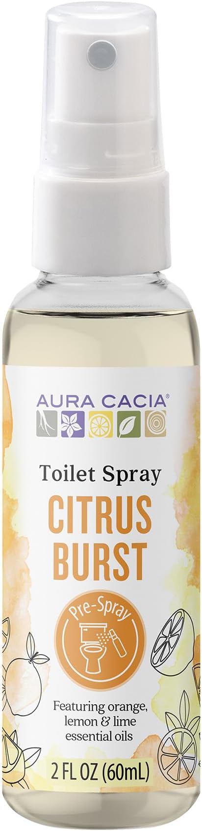Aura Cacia Citrus Burst Toilet Spray 2 Fl. oz. - Light Aroma, No Synthetic Fragrances
