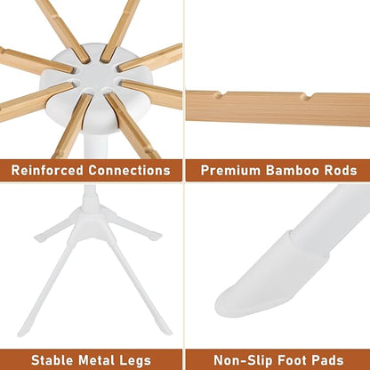 Giantex 4 Legs Clothes Drying Rack, Foldable Laundry Drying Rack with 8 Bamboo Hanging Rods, 40 Hanger Slots and Heavy-Duty Metal Frame, Collapsible Space-Saving Octopus Airer for Indoor Use