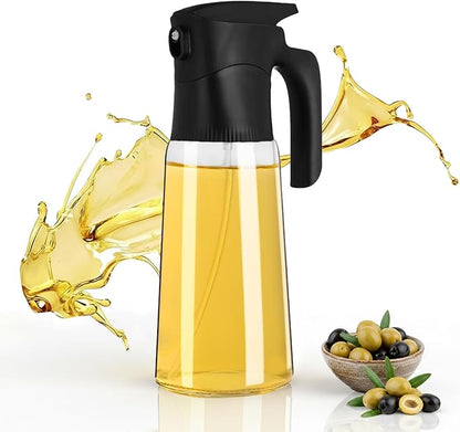 NYXVAULT，A 300ml glass olive oil spray bottle, with precise dosage control, works as a practical kitchen，air fryer tool for salads, frying, grilling (Black)