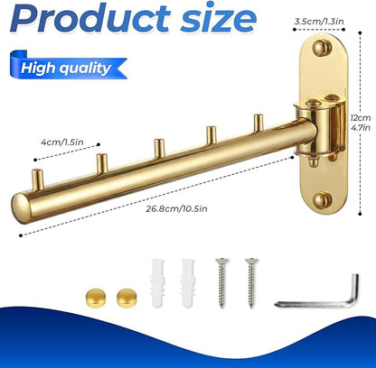 Wall Mounted Clothes Drying Rack, Foldable Drying Rack Clothing, Space Saving Laundry Hanger with 180°Swing Arm, Stainless Steel 304, Clothes Hanger Rack for Bathroom Closet Valet Rod