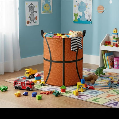Baby Laundry Hamper kids laundry Basket Waterproof Laundry Bag for Bedroom Toy Clothes Organizer Room Décor(Basketball)