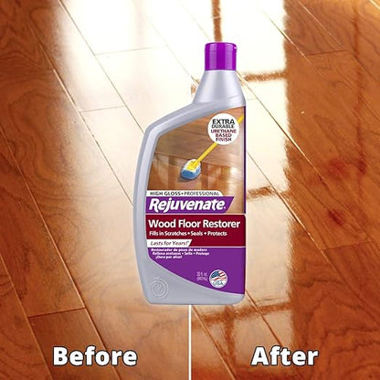 Rejuvenate Professional Wood Floor Restorer and Polish with Durable Finish Easy Mop On Application High Gloss Finish 32oz and Rejuvenate High Performance All-Floors and Hardwood No Bucket Needed Floor Cleaner Powerful PH Balanced Shine with Shine Boost...
