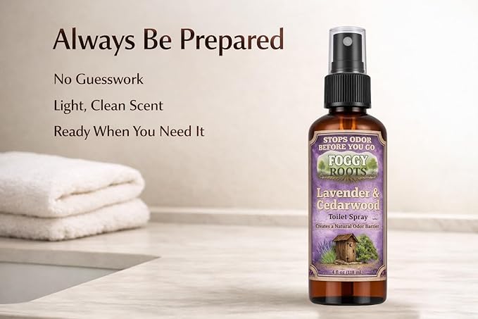 Lavender & Cedarwood Pre-Poop Toilet Spray – Stops Odor Before It Starts, Bathroom Odor Eliminator for Toilet, 4 oz (200+ Uses) Travel, Home & Work