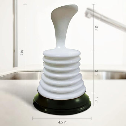 Meadow Lane Small 7" Sink Plunger - Mini Clog Remover for Kitchen & Bathroom Sink Drains - Hand Ergonomic, Space-Saving & Powerful Suction - Universal Fit for Home or Commercial Use, White