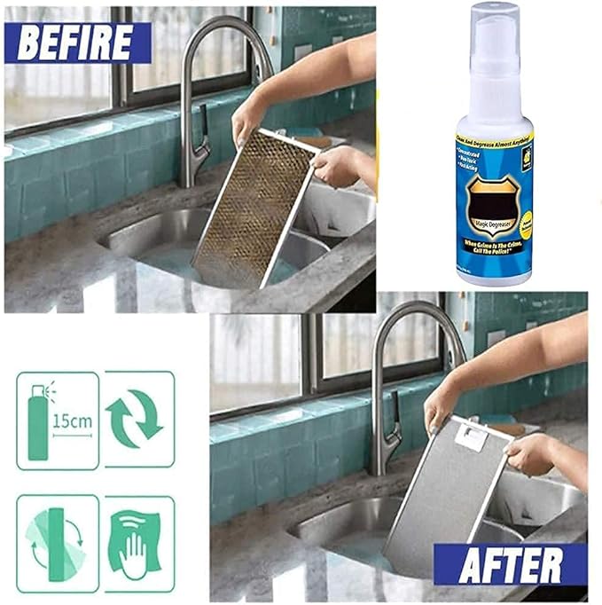 Magic Degreaser Cleaner Spray,All Purpose Cleaner,Home Kitchen Cleaning Dirt & Oil,Fast & Effective Clean All Home Kitchen Surface in Seconds,No Hard Work (30ml)