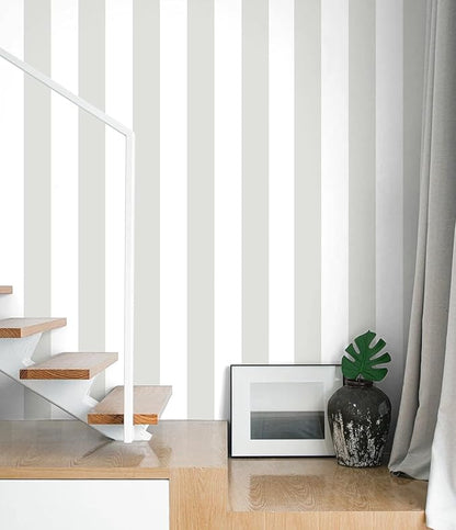 Guvana 17.7"x197" Striped Peel and Stick Wallpaper Grey and White Contact Paper Modern Removable Wallpaper Gray Striped Self-Adhesive Contact Paper for Livingroom Cabinets Decor
