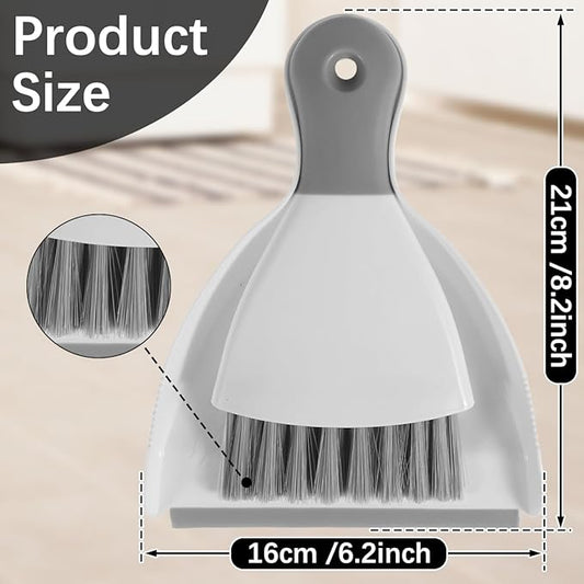 Mini Dustpan and Brush Set Portable Table Top Cleaning Brush and Dustpan Set Dining Table Crumb Sweeper with Soft Bristles Multipurpose Desktop Keyboard Cleaning Tools for Home Office (2, Gray)