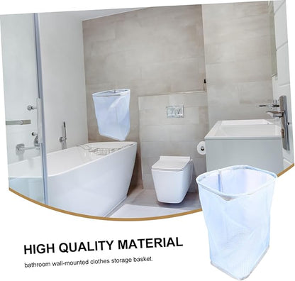1pc Wall-mounted Folding Clothes Storage Basket Space-saving Laundry Hamper for Bathroom Bedroom Collapsible Design for Easy Storage Blue Efficient Clothing Organizer
