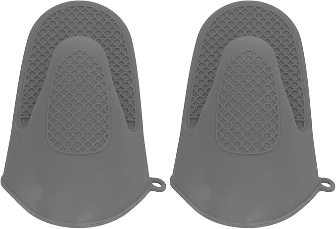 Silicone Oven Mitts, 2Pcs Mini Oven Mitts Rubber Oven Glove, Antiskid Waterproof Oven Gloves, Thickened Anti Scalding Cooking Mitts, for Kitchen, Baking, BBQ(Grey)