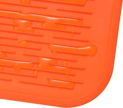 MicoYang Silicone Dish Drying Mat for Multiple Usage,Easy clean,Eco-friendly,Heat-resistant Silicone Mat for Kitchen Counter or Sink,Refrigerator or Drawer Liner Orange 5XL 36inches x 18inches