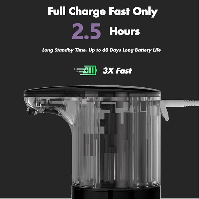 YIKHOM Automatic Liquid Soap Dispenser, Dish Soap Dispenser 8 Volume Control Adjustable, 15.37 oz/450mL Touchless Sanitizer Dispenser, Motion Sensor Soap Pump for Kitchen Bathroom, USB C Rechargeable