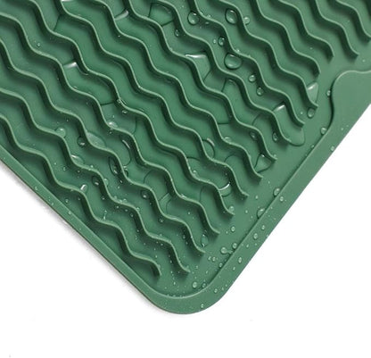 MicoYang Silicone Dish Drying Mat for Multiple Usage,Easy clean,Eco-friendly,Heat-resistant Silicone Mat for Kitchen Counter or Sink,Refrigerator or drawer liner Green L 16 inches x 12 inches