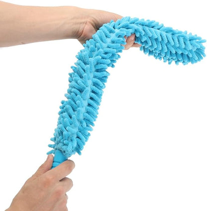 Double-Sided Microfiber Car Wheel Brush - 21" Flexible Chenille Duster for Alloy Rims, Scratch-Free Brake Dust Cleaner with Long Handle