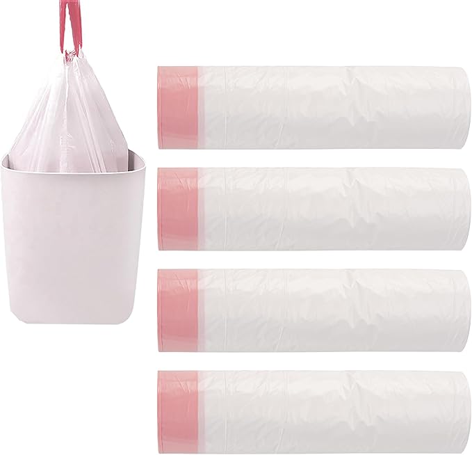 8 Gallon White Drawstring Trash Bags - 210 Count, Thick Garbage Bags for Office, Kitchen, Home - 22.06'' x 25.61'' Plastic Bags