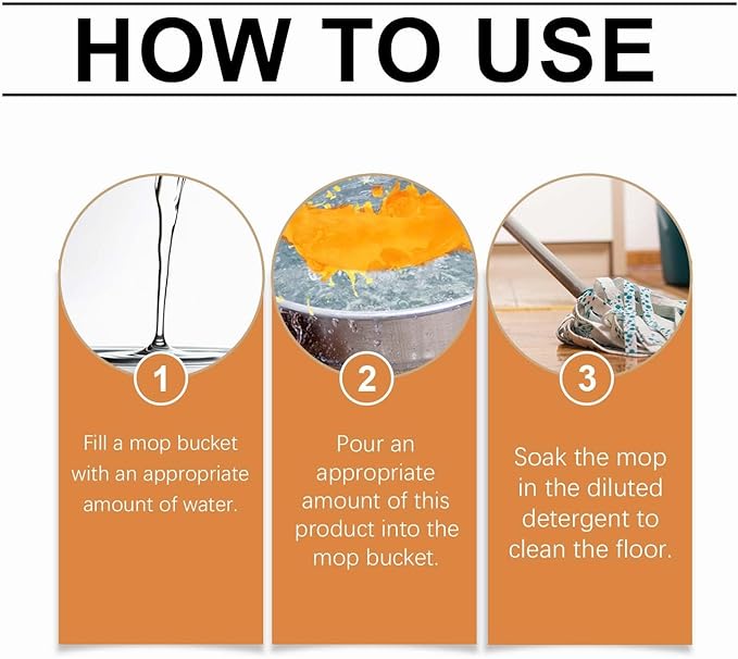 5 in 1 Floor Cleaner Polish - Hardwood Floor Cleaner for Mopping, Stain & Odor Remover, Natural Shine Restorer for Tile, Laminate, Kitchen, Bathroom Floors (1Pcs)