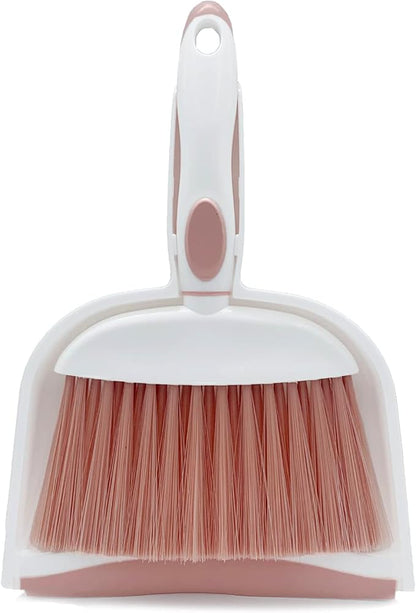 Broom Dustpan Brush Small Dust pan: Small Broom and Dustpan Set Mini Dust pan and Brush Set for Desk, Home, Camping Tent (Pink)
