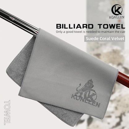 KONLLEN Billiards Billiard cue Towel - 100% Cotton Black 8-Ball Pool Cue Clean Towel Maintenance Accessories Cleaning Set Shaft Wax + Cleaning Powder +