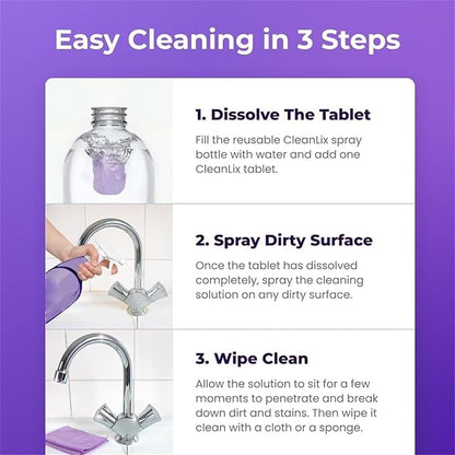 KISHAL All-Purpose Cleaning Spray With Cleaning Tablets,Multi Purpose Cleaning Spray,Multi-Surface Cleaner,Powerful Stubborn Stains Remover (1 Bottle+5 Cleaning Tablet)