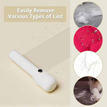 Compact Lint Roller with 150 Sheets - Portable Pet Hair Remover for Clothes, Furniture, and Travel Essentials Household Use, 1 Handle+5 Roller Refills (White)