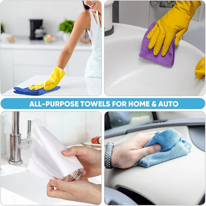AIDEA Microfiber Cleaning Cloth Roll, 50PK, Reusable Paper Towels Tear Away Cloth, Microfiber Towels Washable Shop Rags, Lint Free Cleaning Rags for House, Kitchen, Window, 11.5"×11.5", Dark Blue
