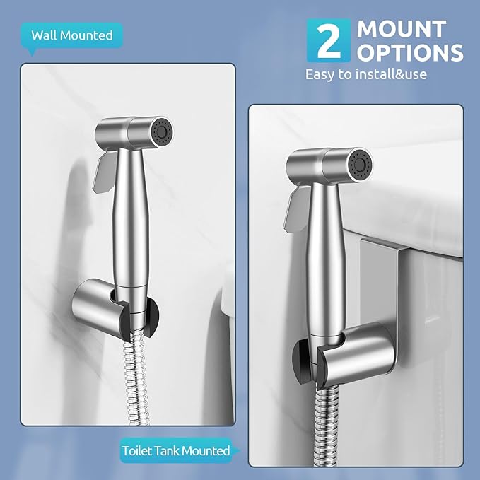 Hands-Free Handheld Bidet Sprayer for Toilet, Muslim Shower Dual Control Mode Spray, Toilet Sprayer with Bidet Hose, Adjustable Bidets Attachment for Toilet for Feminine Wash