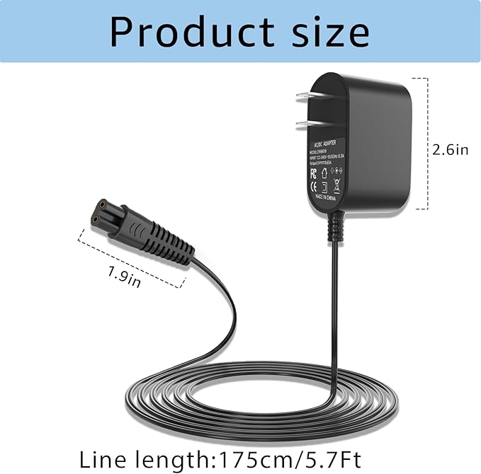 Replacement Charger for Voweek Electric Spin Scrubber VWS211/SP02, Compatible with LABIGO Cordless Cleaning Brush LA1 Pro Model KS-2619 Replacement,9V AC Adapter Power Supply Cord