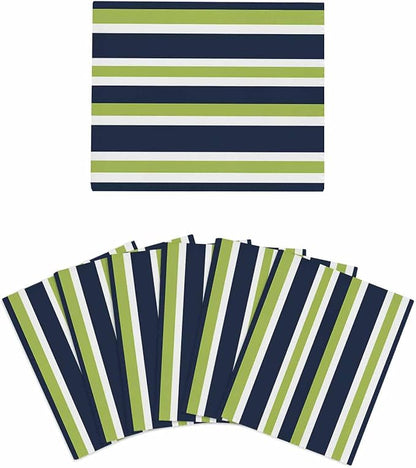 6 Pack Green Dark Kitchen Dish Cloths, Blue White Stripe Abstract Geometric Striped Dishcloths for Kitchen, Reusable Paper Towels, Super Absorbent Quick Drying Washcloths Cleaning Wipes, 6x5 inch