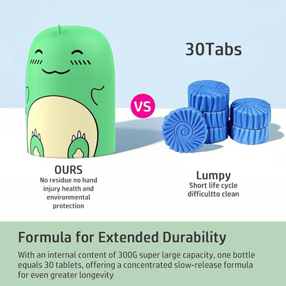 Cute Dinosaur-Shaped Toilet Bowl Cleaner Bottle, Bathroom Toilet Tank Cleaner with Jasmine Scent,One bottle lasts for 90 days (1, green)