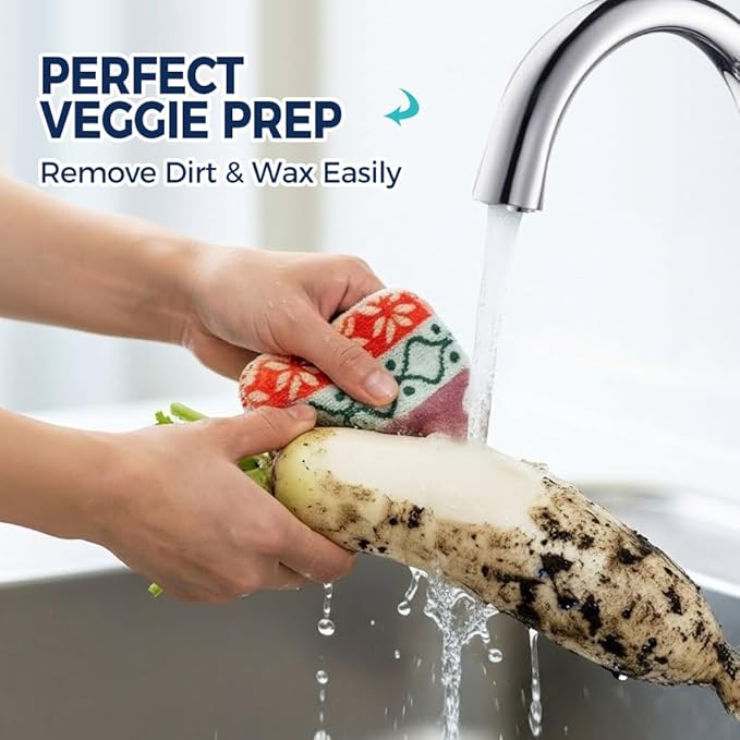 Amarelle GEN II Dish Washing Scrubbers (5-Pack), Made in Green Kitchen Scrubbers for Dishes, Non Scratch Pot & Pan Scrubber, Dual-Sided Heavy-Duty Scouring Pads, Reusable (Nordic Folk)