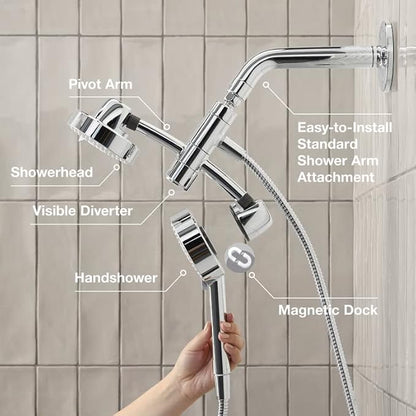 KOHLER 23218-G-BL Awaken 2-in-1 Multifunction Shower Combo Kit, Rotating Showerhead and Handshower Set, 1.75 GPM, Matte Black