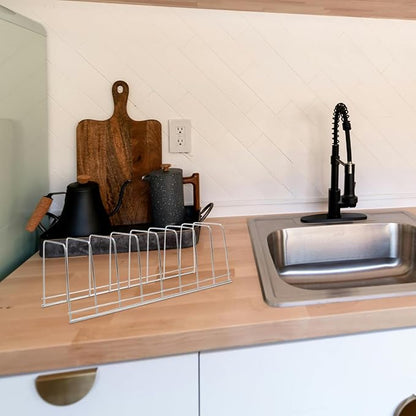 SOLUSTRE Stainless Steel Kitchen Dish Drying Rack with Utensil Holder and Drain Tray Bowl and Plate Storage Organizer for Countertop Sink Area Stable Non-Tip Design 11.81X3.93X3.74 Inches