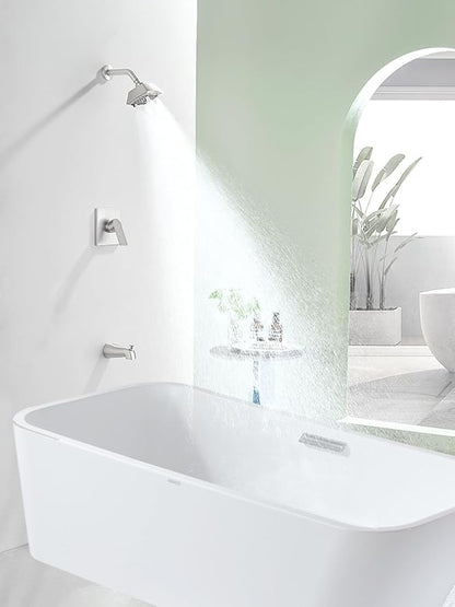 Brushed Nickel Shower Head and Handle Set 5 Inch Bathtub Faucet Shower Faucet with 6-Spray Shower Head Shower Valve Kit Modern Shower Set High-Pressure Shower Trim Kit