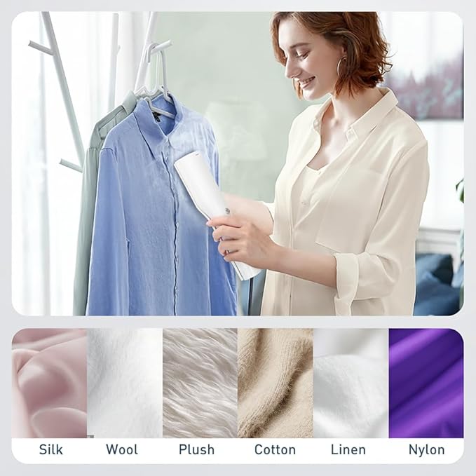 Handheld Garment Steamer & Iron - 3-in-1 Mini Clothes Steamer & Clip Iron, Wet & Dry Ironing, 15s Fast Heat, 900W Powerful Steam, Compact Steamer for Home, Office & Travel, with Travel Bag (120V)