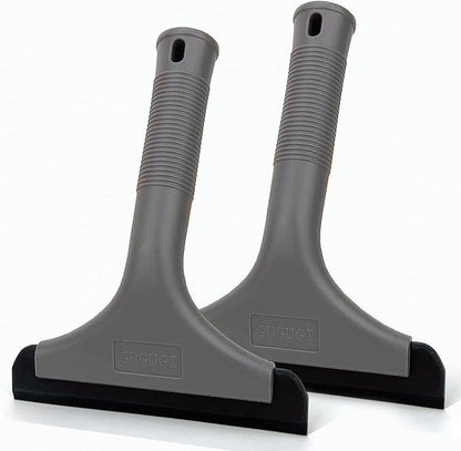 Super Flexible Silicone Squeegee, Auto Water Blade, Water Wiper, Shower Squeegee, 5.9'' Blade and 7.5'' Long Handle, for Car Windshield, Window, Mirror, Glass Door, Grey Black