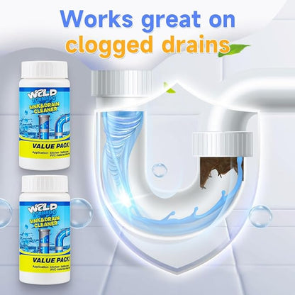 Sink Drain Cleaner, 2025 New Multi-functional Sink and Drain Cleaner Powder Cleaning, Drains Cleaner Foam Cleaner, Powerful Pipe Dredging Agent for Home Kitchen Toilet (2Pcs)