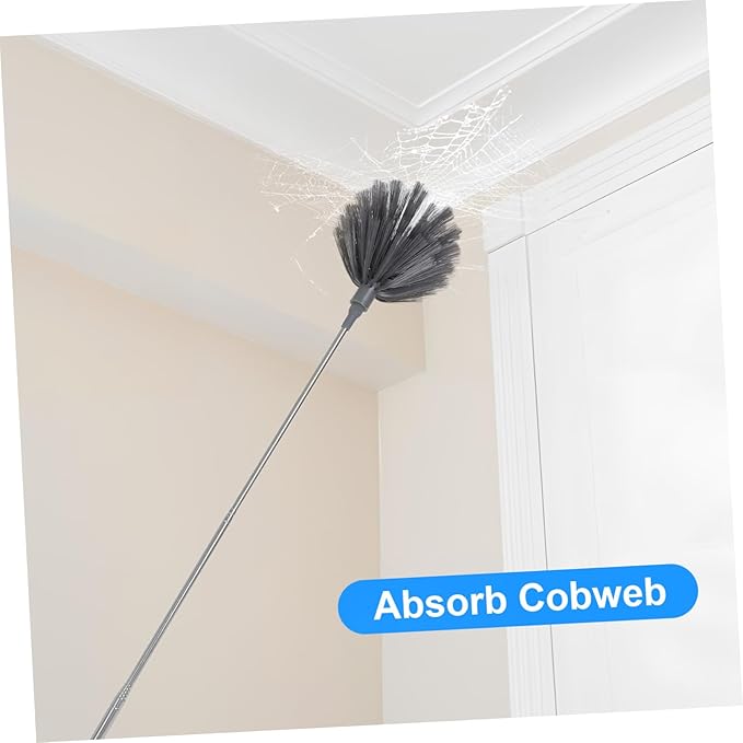 HEALLILY Ceiling Fan Duster Extendable Pole Cleaning Heads Web Remover for Indoor Outdoor Cleaning