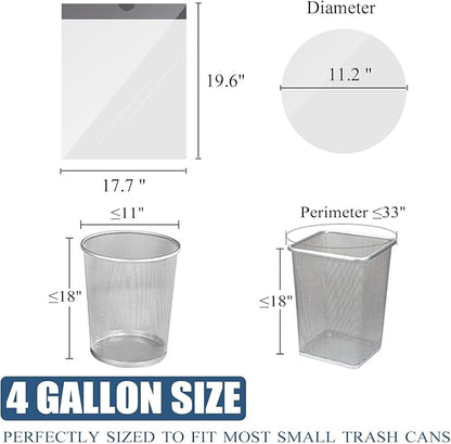 Small Trash Bags 4 Gallon - Drawstring 4 Gallon Trash Bag, Individual Unscented Small Garbage Bags, White 4 Gal Trash Can Liners Bathroom Trash Bags, 57 Count