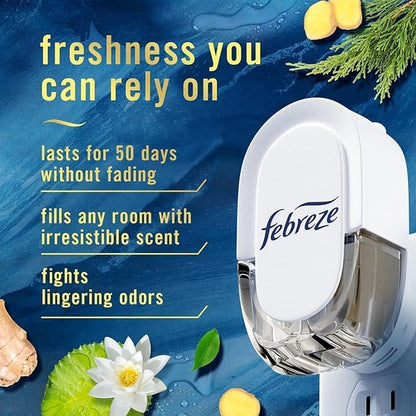 Febreze Plug with Fade Defy Technology Air Freshener - New Limited Edition - (3) of 0.87 fl oz Refills (Ocean)