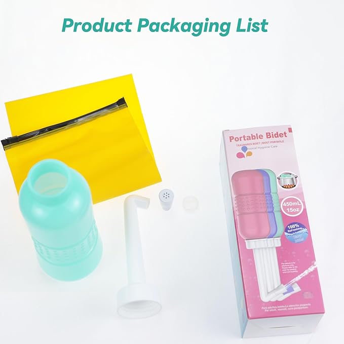 Portable Handheld Personal Hygiene Refresher Toilet Butt Cleaner Travel Bidet Spray Bottle for Home 450 ML(15oz)-Green