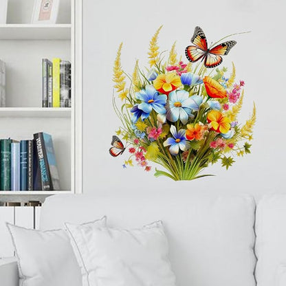 Toilet Stickers Bathroom Wall Decor Flowers Green Plant Butterflies Vinyl Sticker Wall Decals Peel and Stick Wall Stickers for Living Room Bedroom, Bathroom Self-Adhesive Toilet Seat Decals Decor