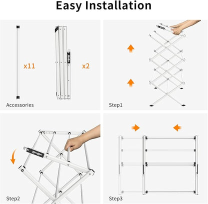 Foldable Drying Rack Clothing,Clothes Drying Rack Folding Indoor and Outdoor Rack,Laundry Drying Rack Collapsible-Black White