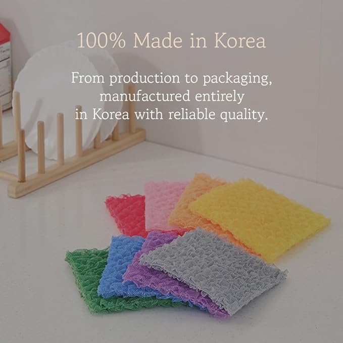 Korean Bubble Mesh Dish Scrubber, 8-Pack – Non-Scratch Kitchen Sponges, Quick-Drying Mesh Cleaning Cloths for Daily Dishwashing