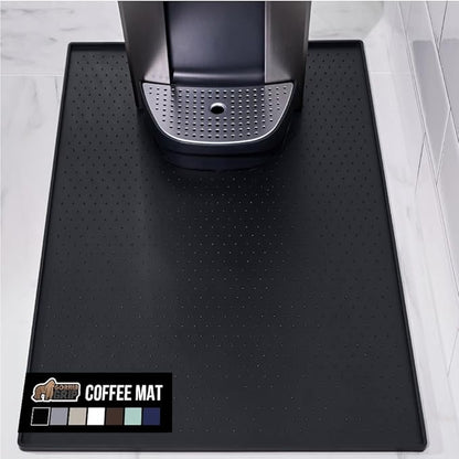 GORILLA GRIP Silicone Coffee Mat, 15x23, Espresso Machine Bar Accessories, Keep Kitchen Counters Clean, Stays in Place, Waterproof and Heat Resistant Dish Drying Mats, Home Decor Essentials, Black