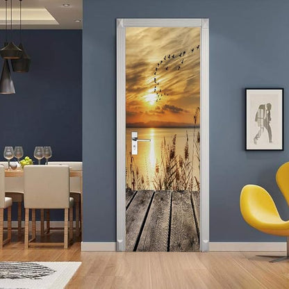 3D Door Stickers Murals - Peel and Stick PIER Wallpaper Self-Adhesive Decals Removable PVC Waterproof Poster Bedroom, Living Room 37.4" x 82.7"