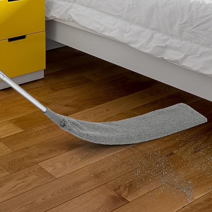 Gap Dust Cleaner Retractable Microfiber Gap Dust Brush Flexible Long Flat Gap Duster with Extendable Pole and Cloth Cover for Sofa Bed Furniture Bottom Ceiling Fan Blinds(Grey)