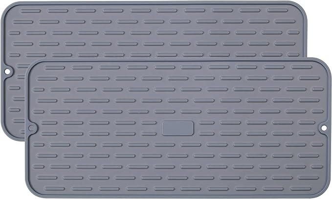 To encounter Silicone Dish Drying Mat -Small 17.5" x 8" - Set of 2 Flexible Stemware Drying Mat, Heat Resistant Silicone Trivet, Countertop Mat, Dish Draining Mat, Sink Mat