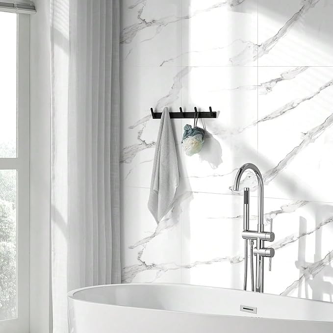 10pcs Thick Marble Peel and Stick Waterproof Wall Panels,Heat-Resistant Backsplash Tile, 23.6"x11.8" PVC Foam Wall Sticker for Kitchen,Living Rooms,TV Walls,White Gray (Not Real Tile 19.4Sq. Ft.)