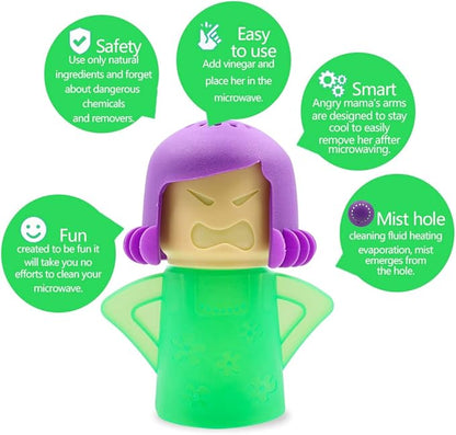 Abnaok Microwave Cleaner, Angry Mama Microwave Cleaner Microwave Oven Steam Cleaner Easily Clean in Minutes Cleans Add Vinegar and Water for Home or Office with English Manual (Green)