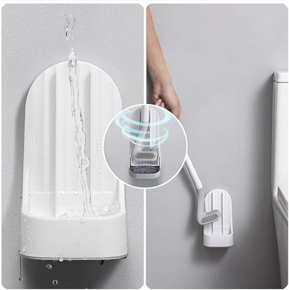 Toilet Brush, Long Handle Golf Toilet Brush with Holder 360° Deep Cleaning Flexible Silicone Toilet Cleaner Brush Wall Mounted for Bathroom (Green)